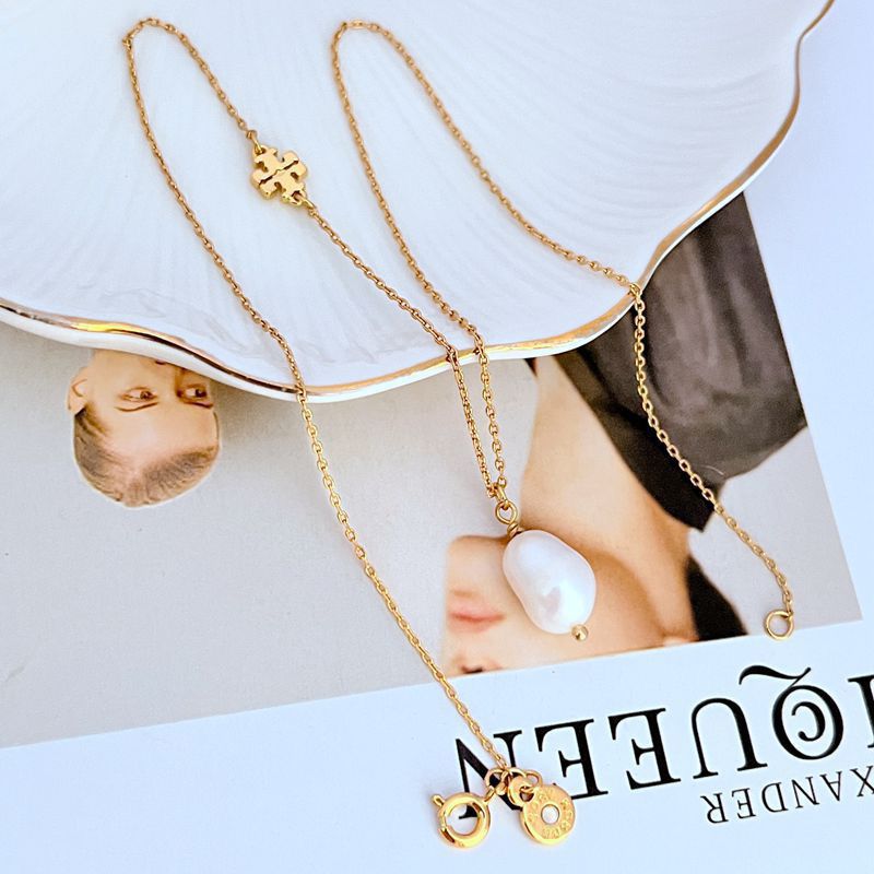 Tory Burch Freshwater Pearl Metal Pendant Necklace Women