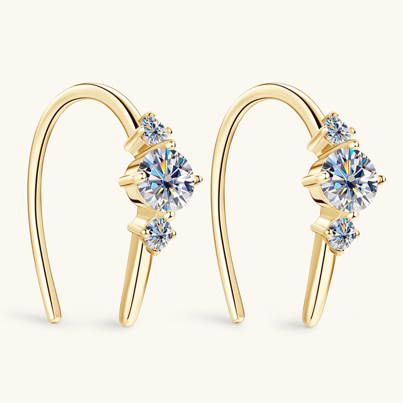 Three-Stone Moissanite Hook Earrings
