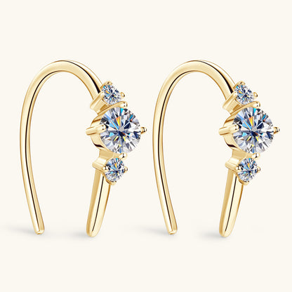 Three-Stone Moissanite Hook Earrings