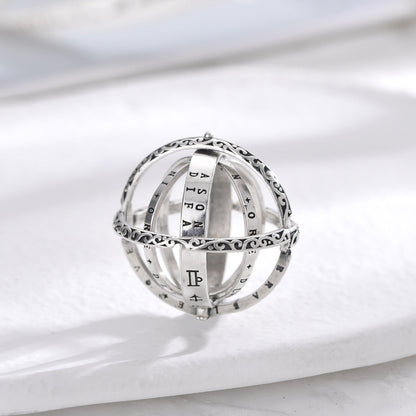 S925 Silver Astronomical Sphere Retro Multi-Layer Transformable Rotating Ring
