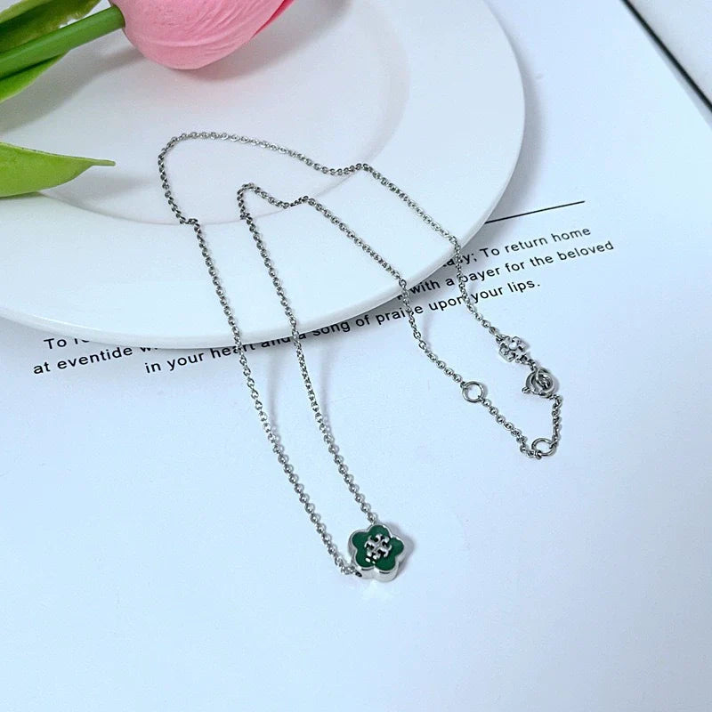 Tory Burch Enamel Floral Metal Pendant Necklace