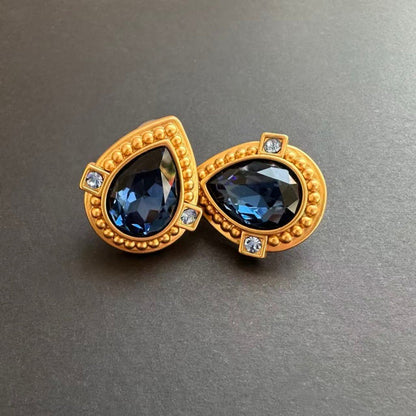 Oscar de la Renta heart-shaped crystal stud clip-on earrings