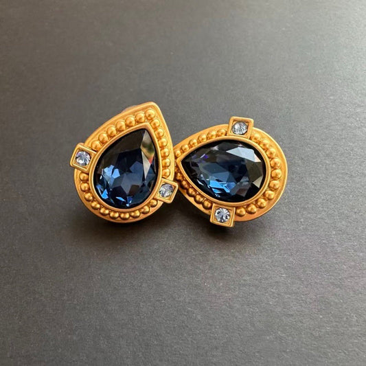 Oscar de la Renta heart-shaped crystal stud clip-on earrings