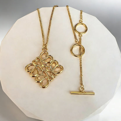 LOEWE Classic Cut-out Logo Square Pendant Necklace