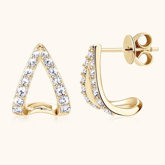 Triple Moissanite Open Triangle Earrings