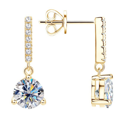 Moissanite Drop Earrings with Pave Bar