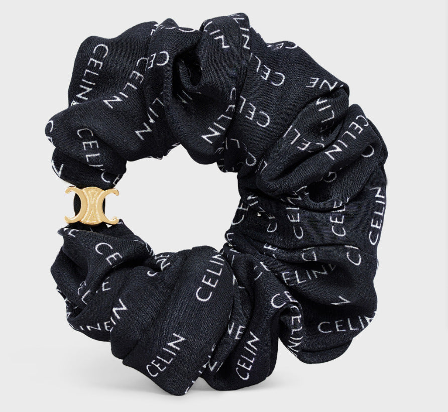 Celine Arc de Triomphe Hair Tie Silk Cotton Hair Tie