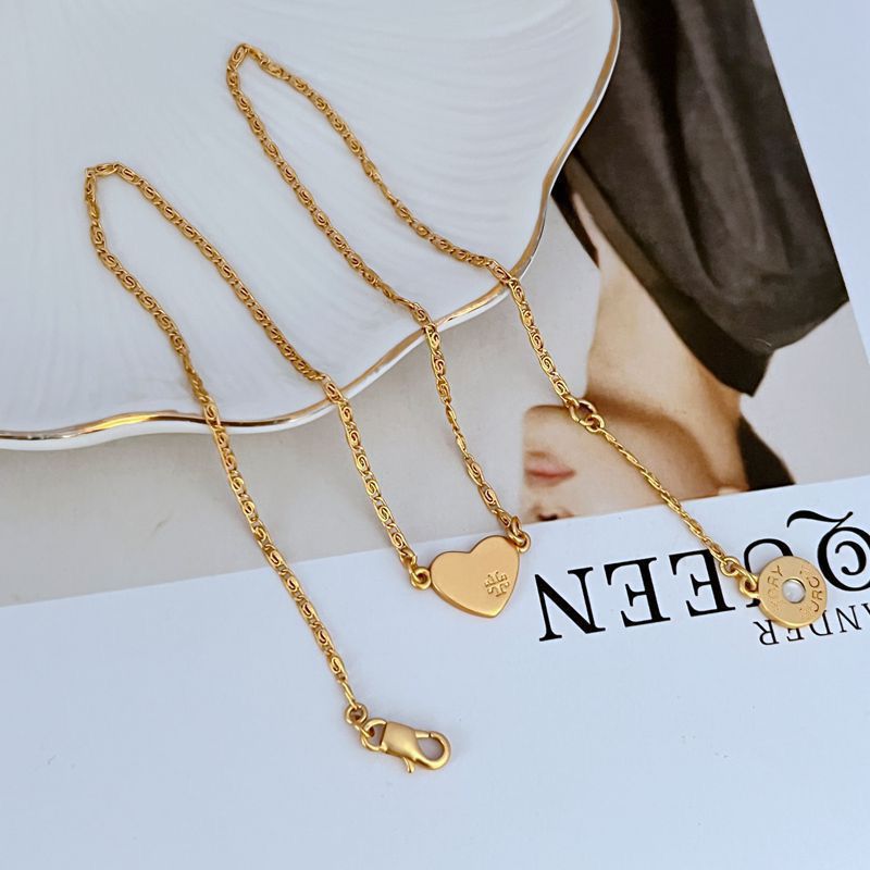 Tory Burch Matte Heart Pendant Metal Necklace for Women