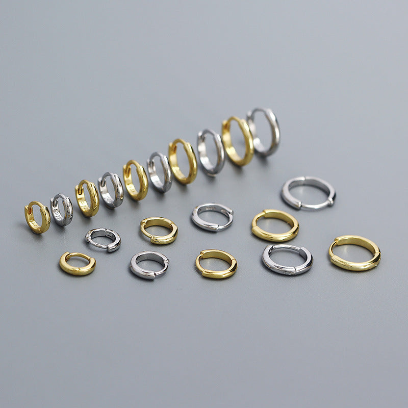 Minimalist Smooth-Finish Stackable S925 Silver Earrings