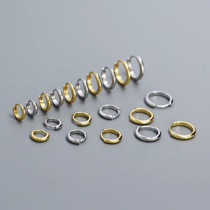 Minimalist Smooth-Finish Stackable S925 Silver Earrings