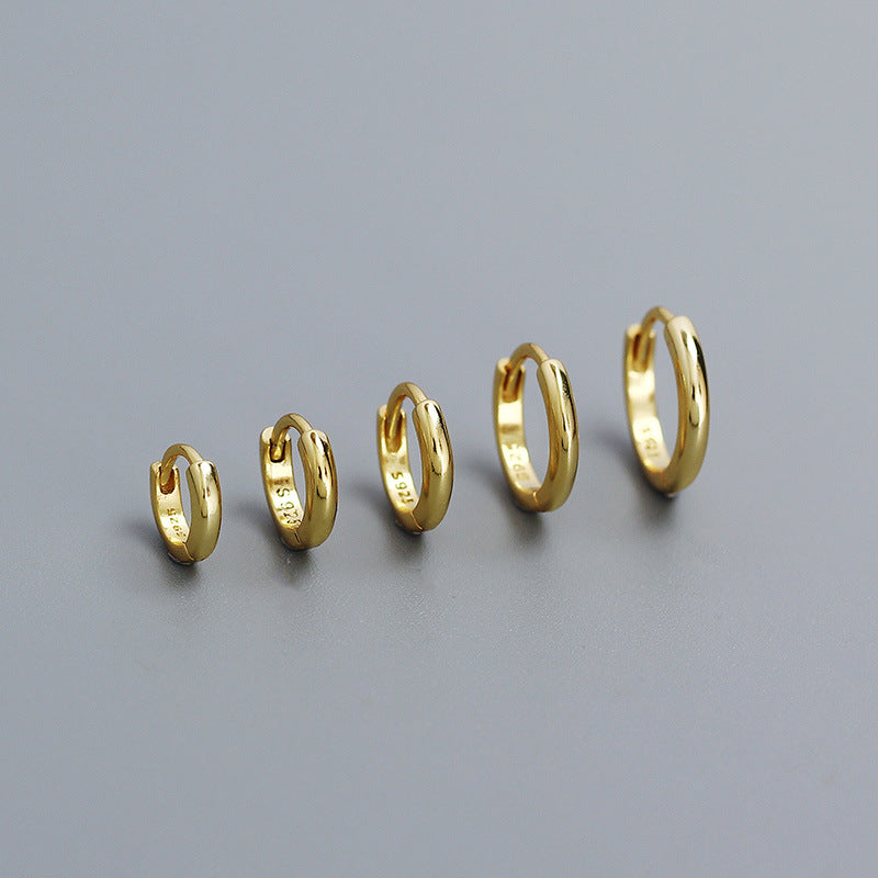 Minimalist Smooth-Finish Stackable S925 Silver Earrings