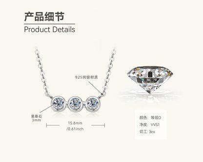 Three-Stone Moissanite Pendant Necklace