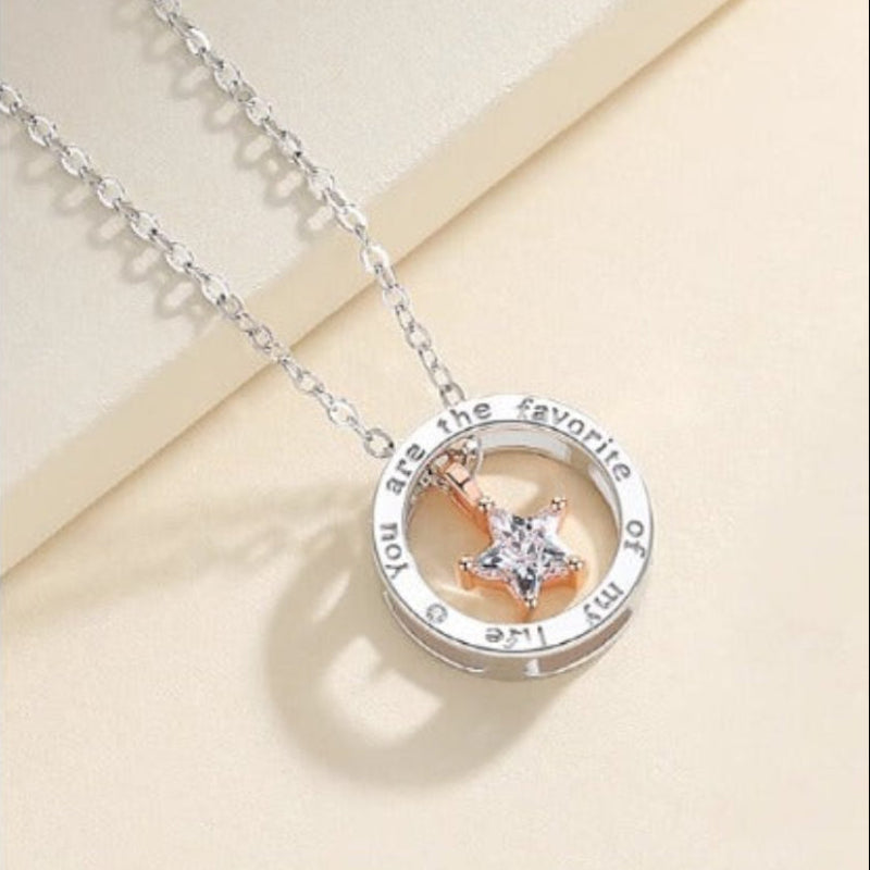 S925 sterling silver star couple necklace five-pointed star circle pendant