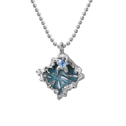 S925 Sterling Silver Irregular Diamond-Set Enamel Necklace