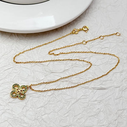 Tory Burch Sweet and Sparkling Rhinestone Four-Leaf Clover Necklace