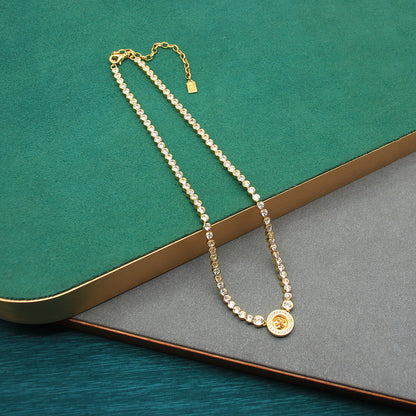 Vintage Gold-Tone Round Button Earrings Bracelet necklaces Set