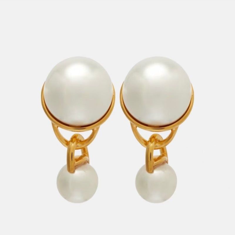 Oscar de la Renta Large & Small Pearl Drop Earrings