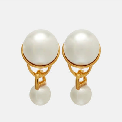 Oscar de la Renta Large & Small Pearl Drop Earrings