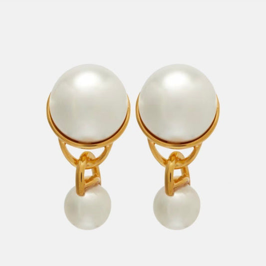 Oscar de la Renta Large & Small Pearl Drop Earrings