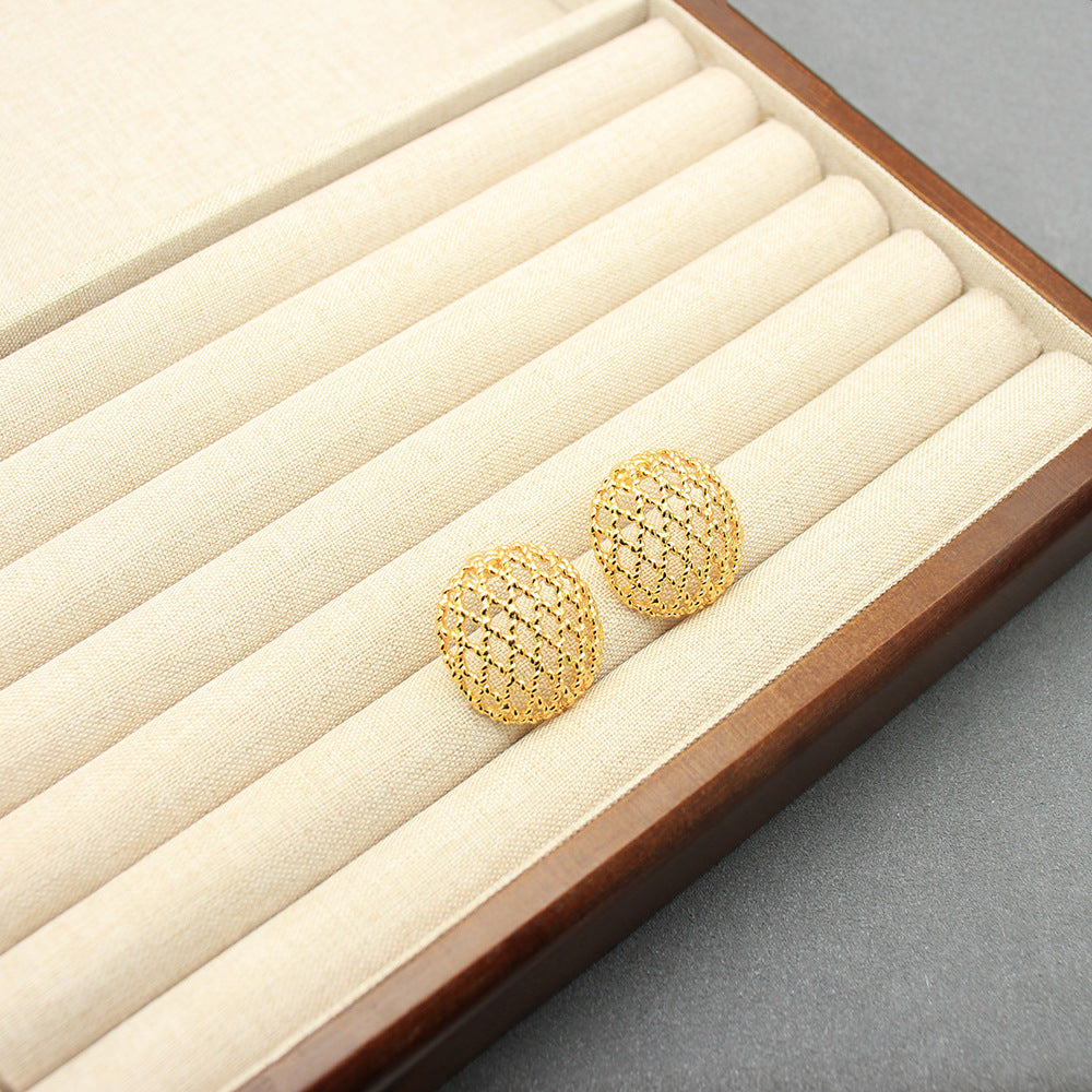 plated 18K gold dreamcatcher Openwork earrings and ring