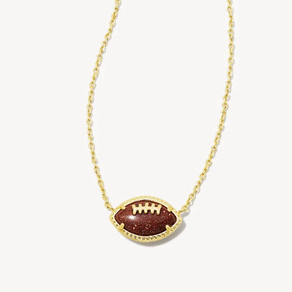 Gold-tone football pendant necklace with brown football charm on link chain