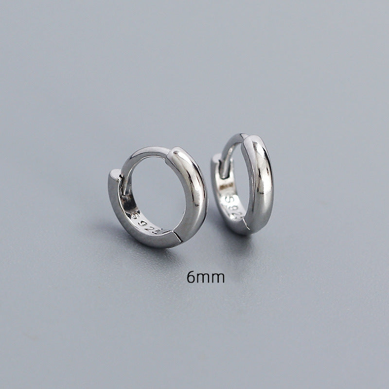 Minimalist Smooth-Finish Stackable S925 Silver Earrings