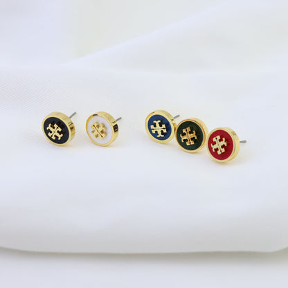 Tory Burch Kira Enamel Coin Stud Earrings