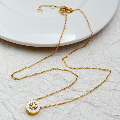 Tory Burch Classic Enamel Round Metal Necklace Women