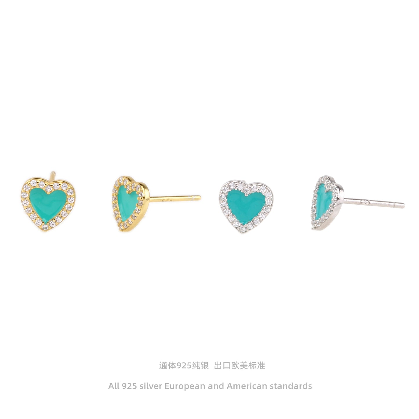 diamond heart shaped stud earrings