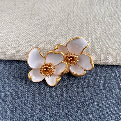 Oscar de la Renta Vintage Enamel Floral Stud Earrings for Women