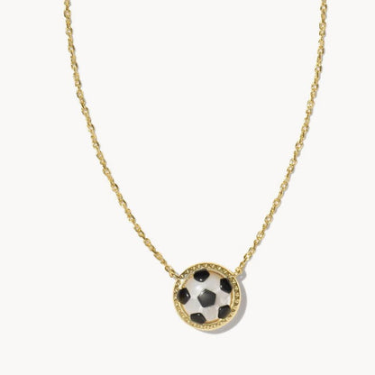 Gold-tone sports pendant necklace with black-and-white soccer ball charm