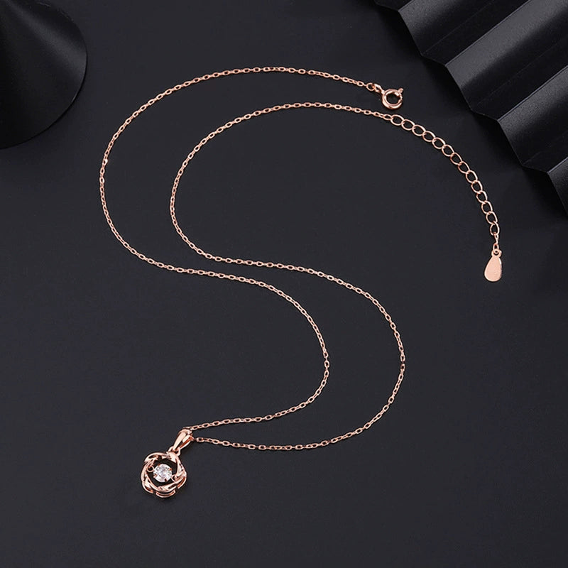 Romantic Aesthetic Recycled S999 Pure Silver Dancing Rose Necklace