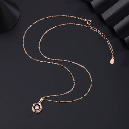 Romantic Aesthetic Recycled S999 Pure Silver Dancing Rose Necklace