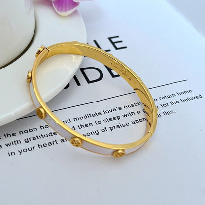 Tory Burch Commuter-Style Enamel Logo Metal Bangle