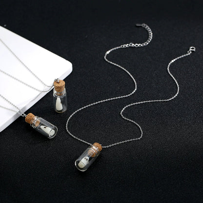 Halloween Glow-in-the-Dark Necklace - S925 Sterling Silver Ghost Pendant Bottle Jewelry