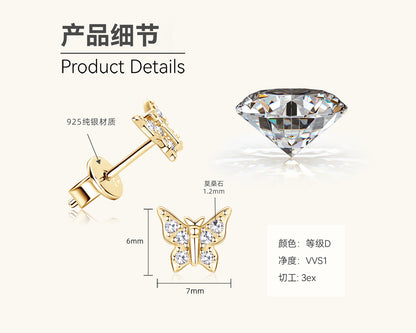 Sparkling Moissanite Butterfly Earrings