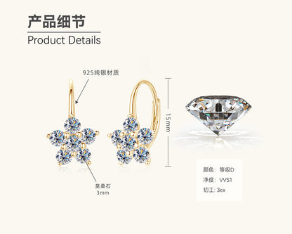 Moissanite Flower Earrings