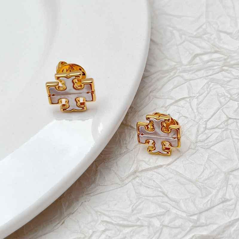 Tory Burch Natural Shell Logo Earrings - JIMMY JEWELRY 01