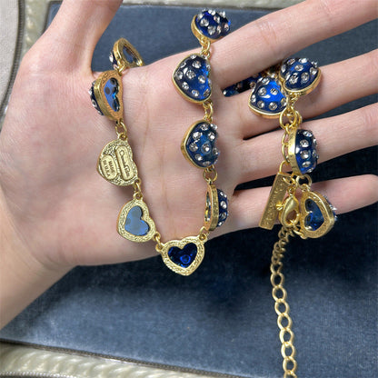 Oscar de la Renta Vintage Matte "Dreamy Heart" Rhinestone Necklace
