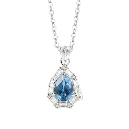 Blue Zircon 925 Sterling Silver Minimalist Necklace