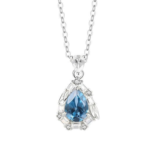 Blue Zircon 925 Sterling Silver Minimalist Necklace