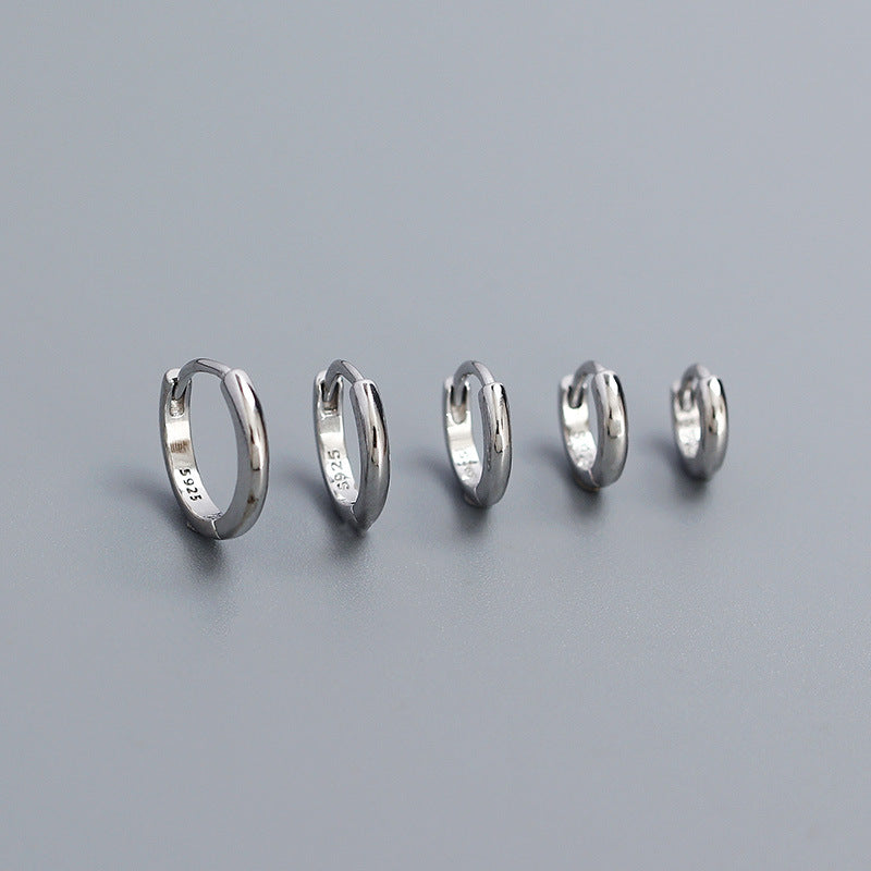 Minimalist Smooth-Finish Stackable S925 Silver Earrings