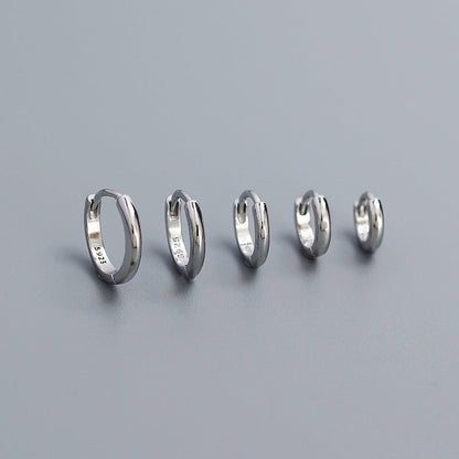 Minimalist Smooth-Finish Stackable S925 Silver Earrings