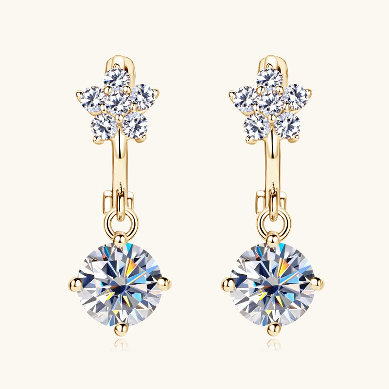 Star Flower Moissanite Dangle Earrings