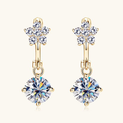 Star Flower Moissanite Dangle Earrings