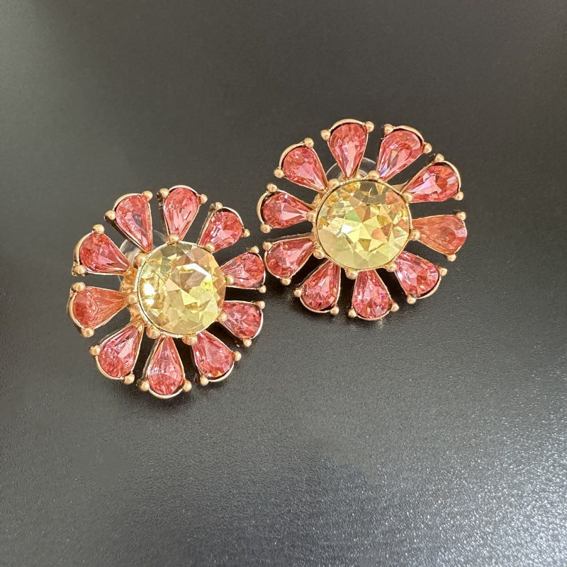 Oscar de la Renta Diamond Sunburst Flower Stud Earrings