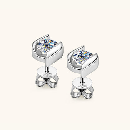 Moissanite Swirl Stud Earrings