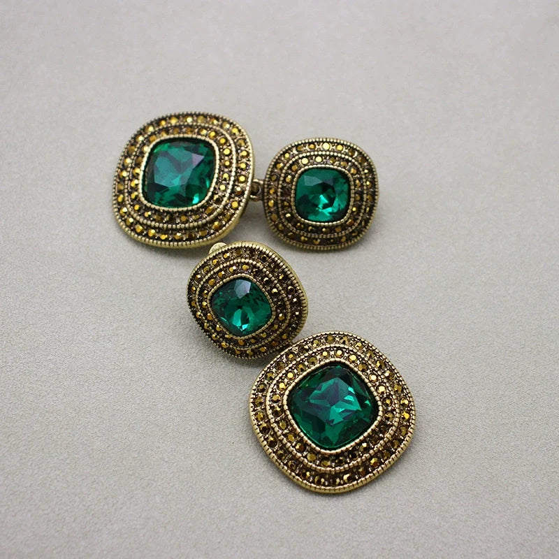 Vintage Square Rhinestone Earrings