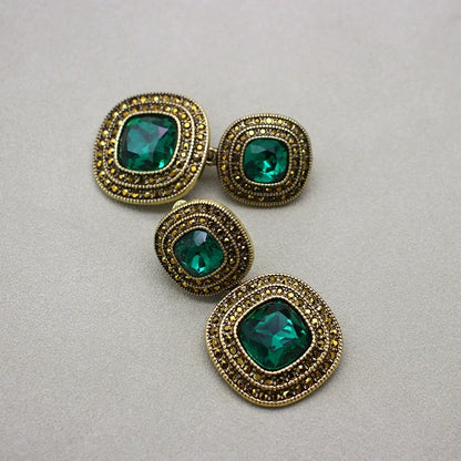Vintage Square Rhinestone Earrings