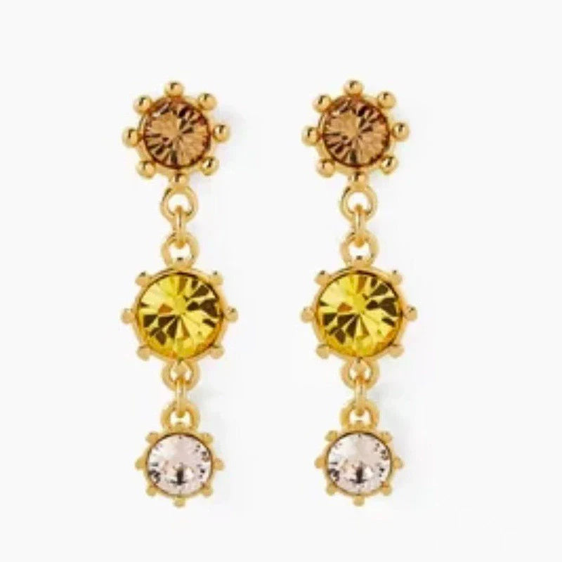 Oscar de la Renta Round Crystal Drop Earrings